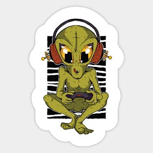 The green  Alien Gamer Sticker